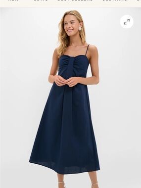 Tuckernuck Navy Ruched Sweetheart Midi Dress